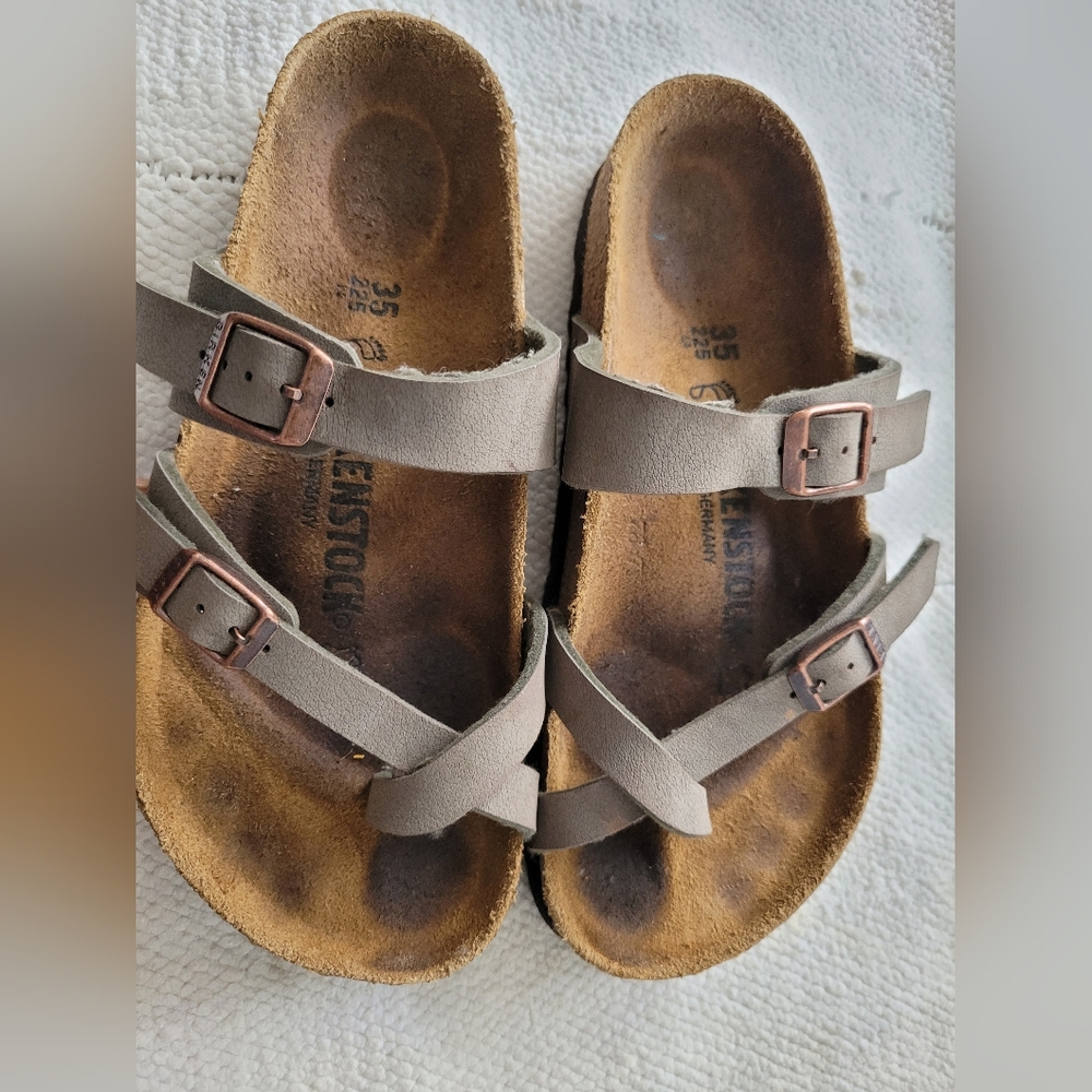 Birkenstock Taupe Cross-Strap Sandals